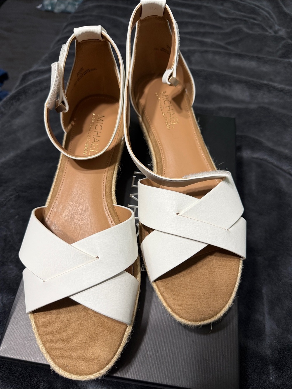 White Leather Espadrille Sandals with Ankle Strap